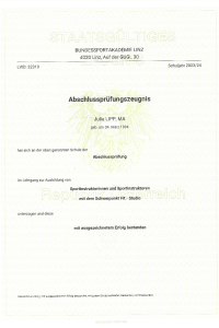 BSPA-Zeugnis